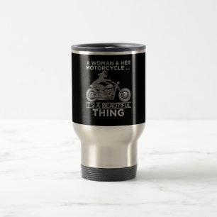 Mug De Voyage Une Femme Et Son Cadeau D'Art À Moto Pour Les Vé