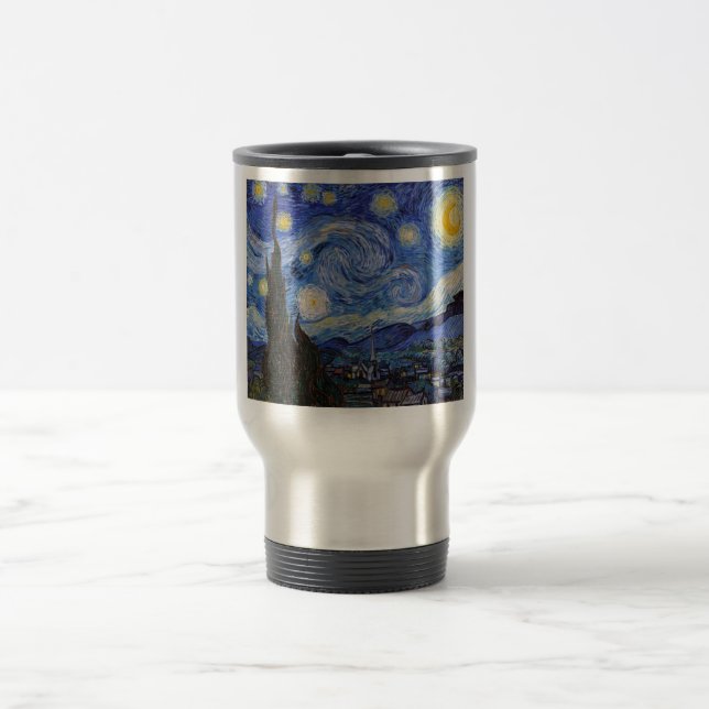 Mug De Voyage Une nuit étoilée : Saint Remy par Vincent Van Gogh (Centre)