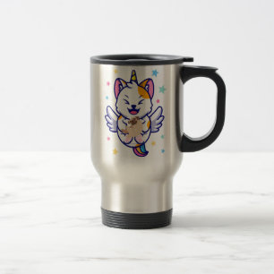 Mug De Voyage Unicorn tenant Carlin de chien Kawaii Anime