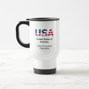 Mug De Voyage USA Red White and Blue Flag Art, citoyen américain