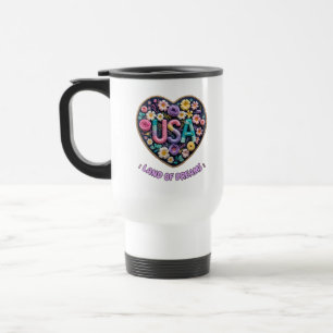 Mug De Voyage USA Terre de Rêves Floral Art en Relief 3D