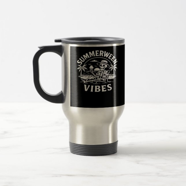 Mug De Voyage Vacances d'été Vibes d'été Squelette Coucher de so (Gauche)