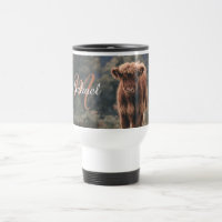 Vache de Highland calvaire herbe d'automne monogra