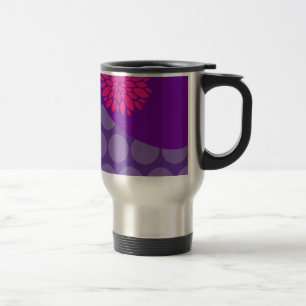 Mug De Voyage Vague assez pourpre de pois avec la fleur rose
