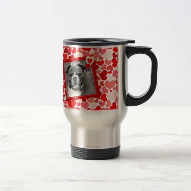 Mug De Voyage Valentines Boxer Chien Coeurs (Droit)