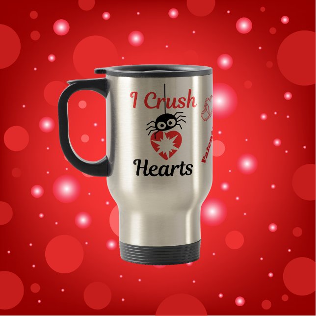 Mug De Voyage Valentine's I Crush Hearts mignon araignée | (Créateur téléchargé)