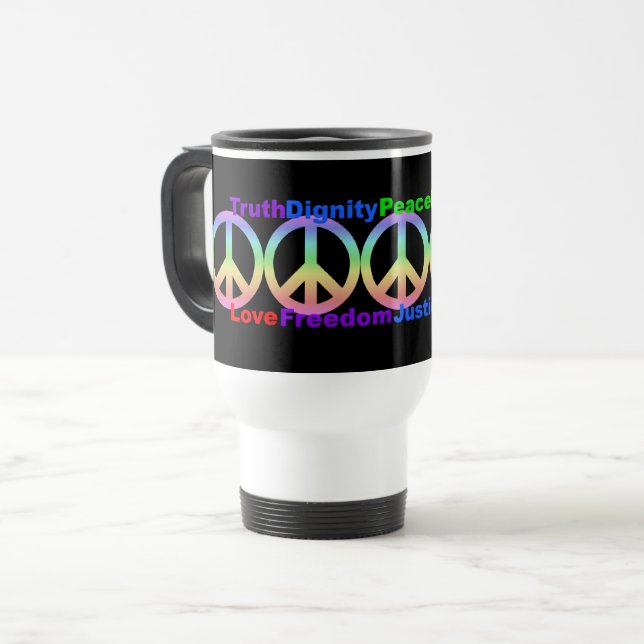 Mug De Voyage Valeurs arc-en-ciel taches (Devant gauche)