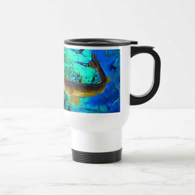 Mug De Voyage Vallée de natation, Poisson de Pickerel Art (Droite)