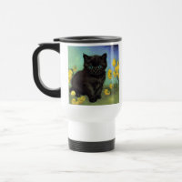 Van Gogh Chat noir Fleurs jaunes