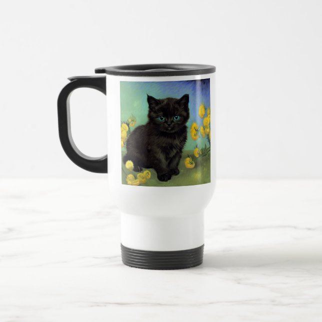 Mug De Voyage Van Gogh Chat noir Fleurs jaunes (Gauche)