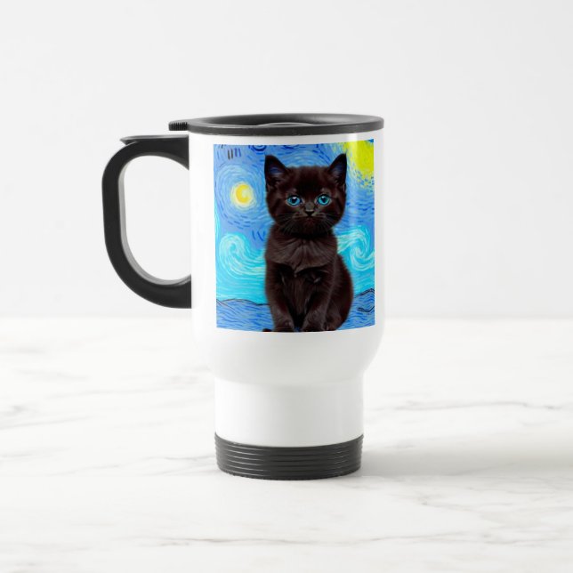Mug De Voyage Van Gogh Starry Night Black Cat (Gauche)