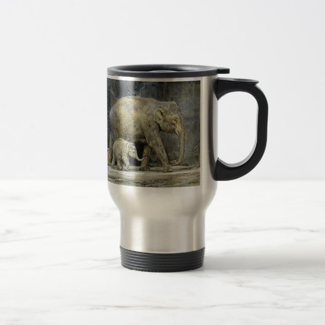 Mug De Voyage Veau et maman de bébé d'éléphant (Droit)
