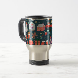 Mug De Voyage vectoriel ensemble joins éléments de noël père Noë