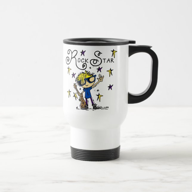 Mug De Voyage Vedette du rock blonde de garçon (Droite)