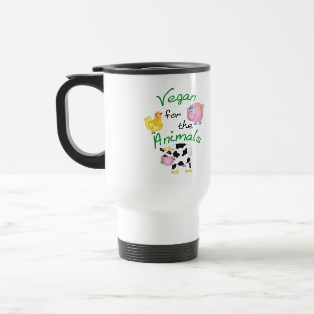 Mug De Voyage "Végétalien pour les animaux" avec le porc, la (Gauche)