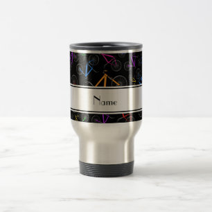 Mug De Voyage Vélos de montagne noirs nommés personnalisés