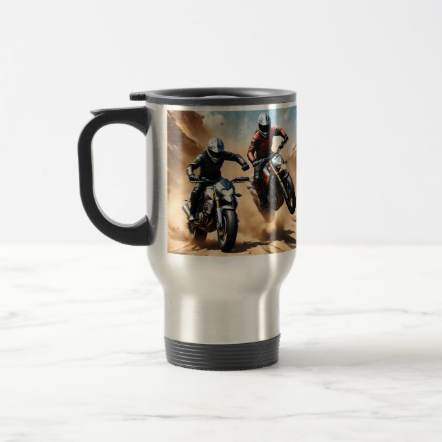 Mug De Voyage Vélos Dirt Moto Courant Dans Le Désert, (Gauche)
