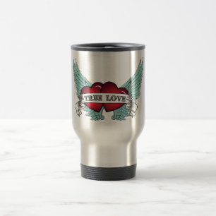 Mug De Voyage Véritable coeur à ailes d'amour par rockabilly