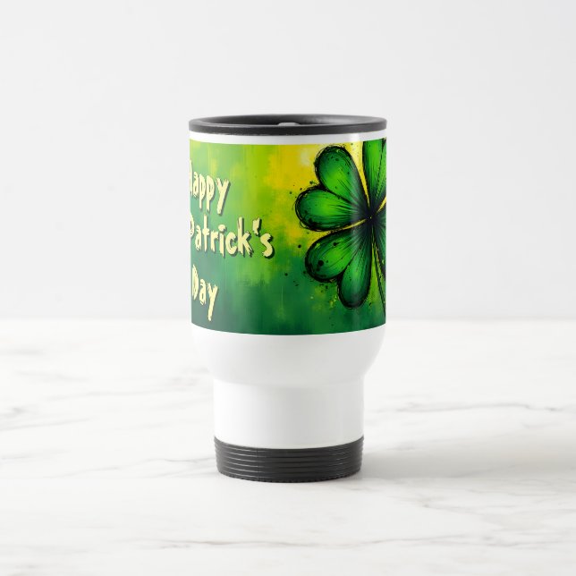 Mug De Voyage Vert, Bonheur & Joie - Bonne Saint-Patrick ! (Centre)