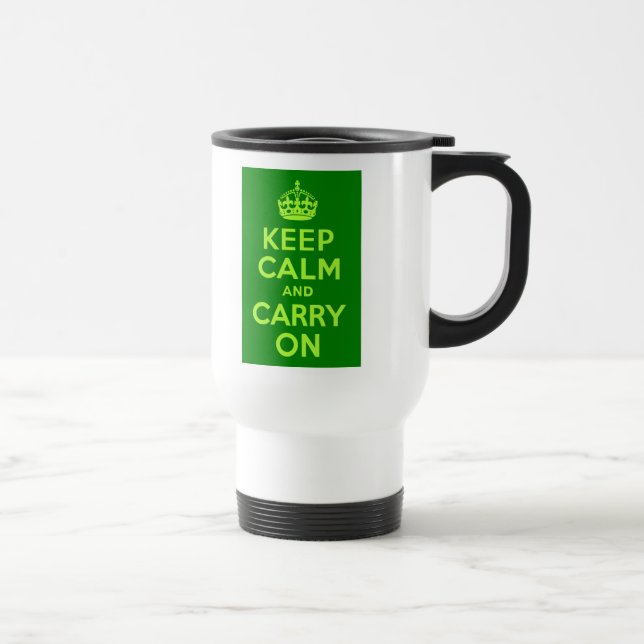 Mug De Voyage Vert Gardez le calme et continuer (Droite)