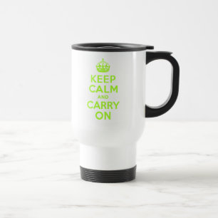 Mug De Voyage Vert Jaune Gardez le calme et continuer