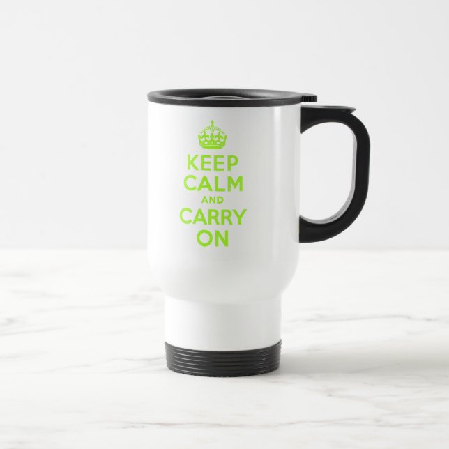 Mug De Voyage Vert Jaune Gardez le calme et continuer (Droite)
