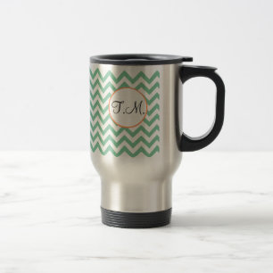 Mug De Voyage Vert Zigzag Monogrammé