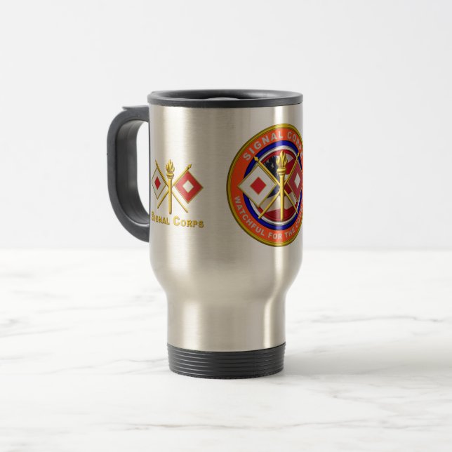 Mug De Voyage Vétérinaire du Corps des transmissions (Devant gauche)