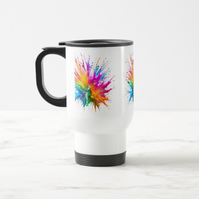 Mug De Voyage Vibrant Rainbow Paint Splatter Explosion (Gauche)