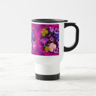 Mug De Voyage Vibrant rose Abstrait floral boug de voyage