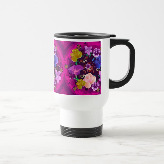 Mug De Voyage Vibrant rose Abstrait floral boug de voyage (Droite)