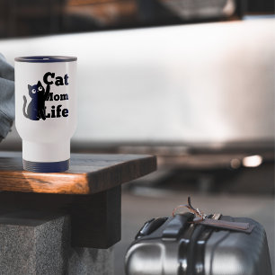 Mug De Voyage Vie de maman de chat Design de chat noir mignon