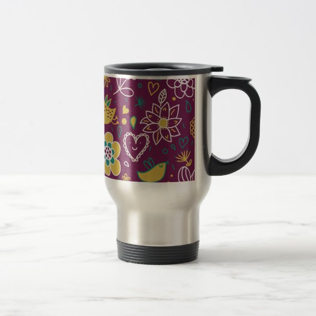 Mug De Voyage Vin Oiseaux et fleurs Whimsical (Droit)