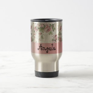 Mug De Voyage Vintage Shabby Chic Fleurs Personnalisées
