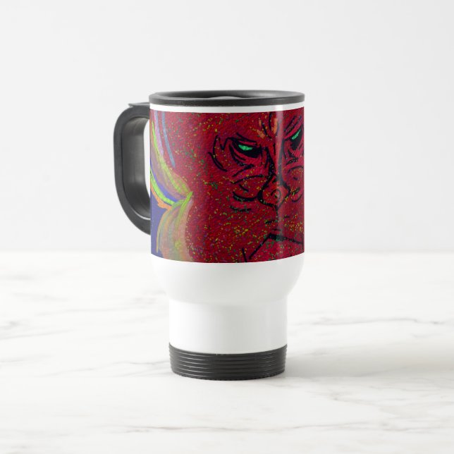 Mug De Voyage Visage d'une Flamme (Devant gauche)