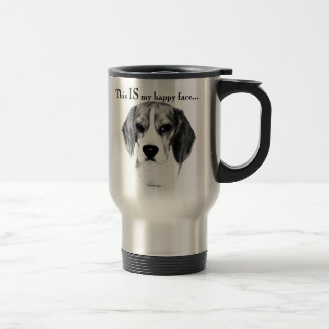 Mug De Voyage Visage heureux du beagle (Droit)