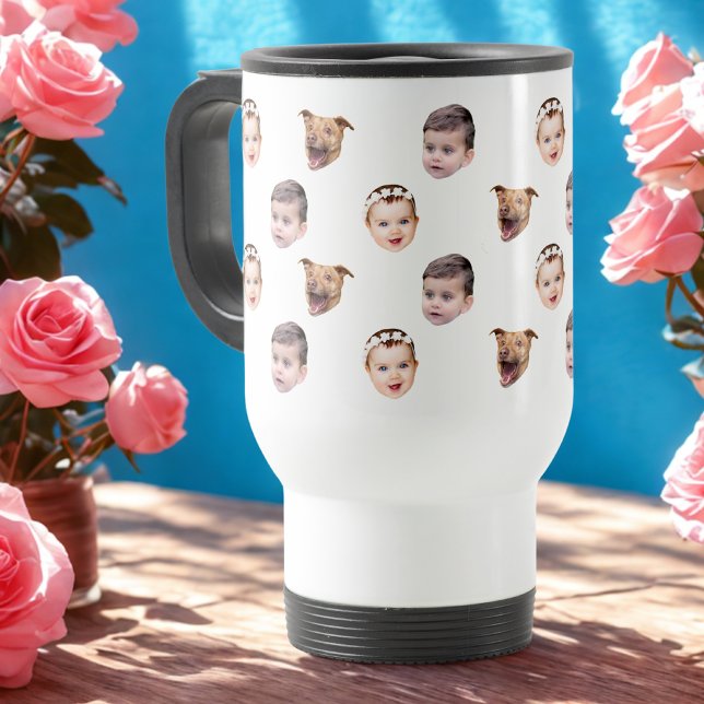 Mug De Voyage Visage personnalisé, cadeau familial unique 3 phot (Créateur téléchargé)