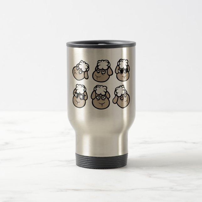 Mug De Voyage Visages de mouton Expressions Émotions Heureux Tri (Centre)