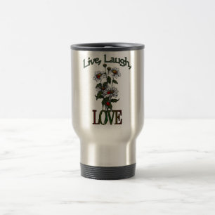 Mug De Voyage Vivant, rire, AMOUR, marguerites et coccinelles