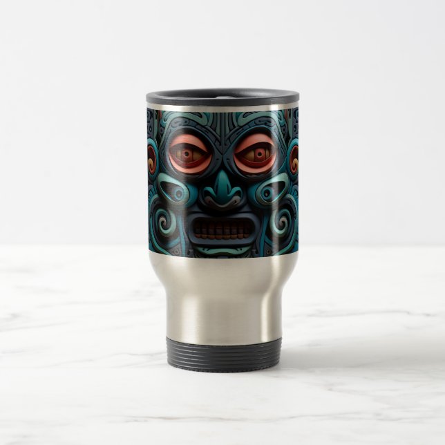 Mug De Voyage Vivid Vibrant Tribal 3D style d'art papier motif (Centre)
