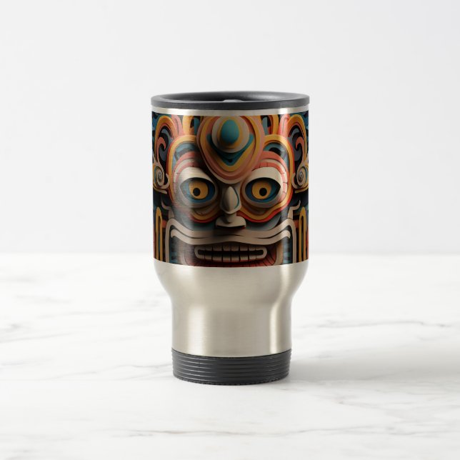 Mug De Voyage Vivid Vibrant Tribal 3D style d'art papier motif (Centre)