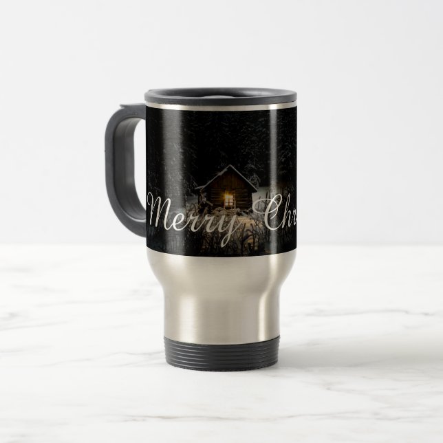 Mug De Voyage Vœux de Noël avec Maison de Sorcière (Devant gauche)