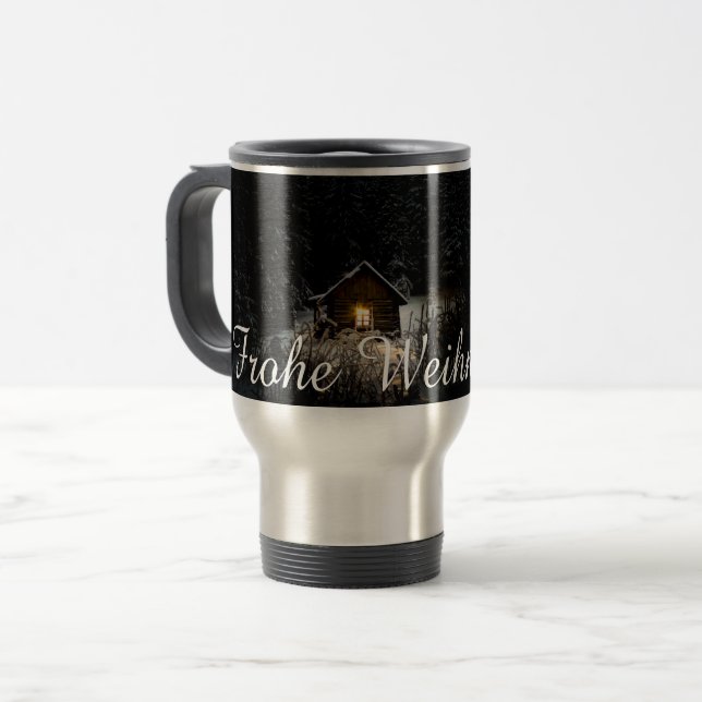 Mug De Voyage Vœux de Noël avec une maison de sorcière (Devant gauche)
