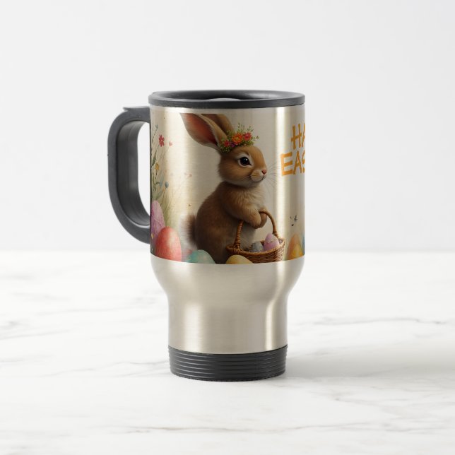 Mug De Voyage Vœux de printemps du lapin de Pâques (Devant gauche)