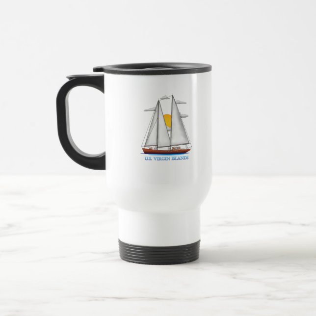 Mug De Voyage Voile nautique côtière des îles Vierges américaine (Gauche)
