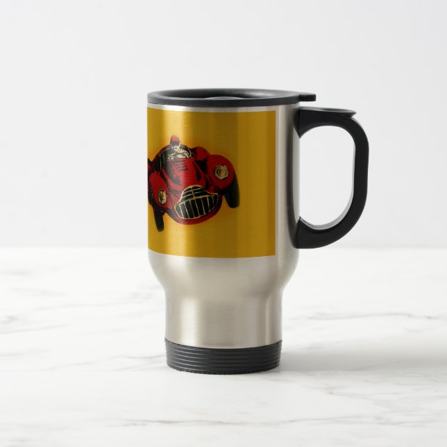 Mug De Voyage Voiture de course automobile jaune rouge (Droit)