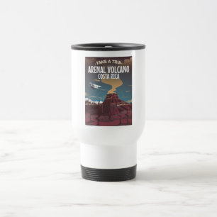 Mug De Voyage Volcan Arenal Costa Rica affiche de style cartoon 