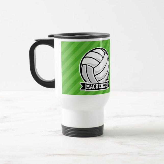 Mug De Voyage Volley-ball sur Green Stripes (Gauche)