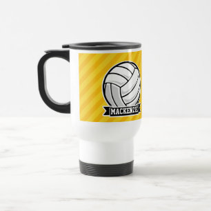 Mug De Voyage Volley-ball sur rayures jaunes