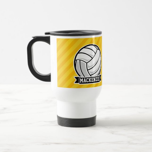Mug De Voyage Volley-ball sur rayures jaunes (Gauche)